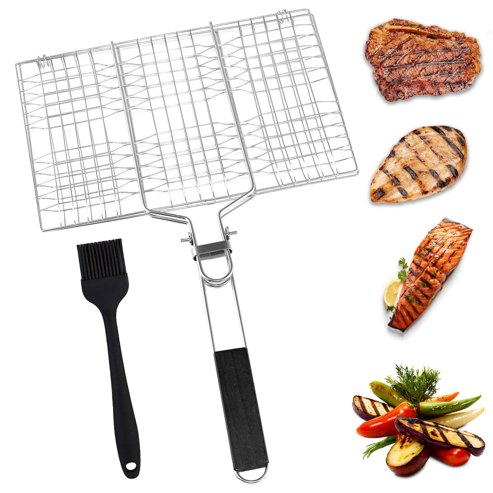 BreadTalk front view of grill basket showing secure locking for easier flipping