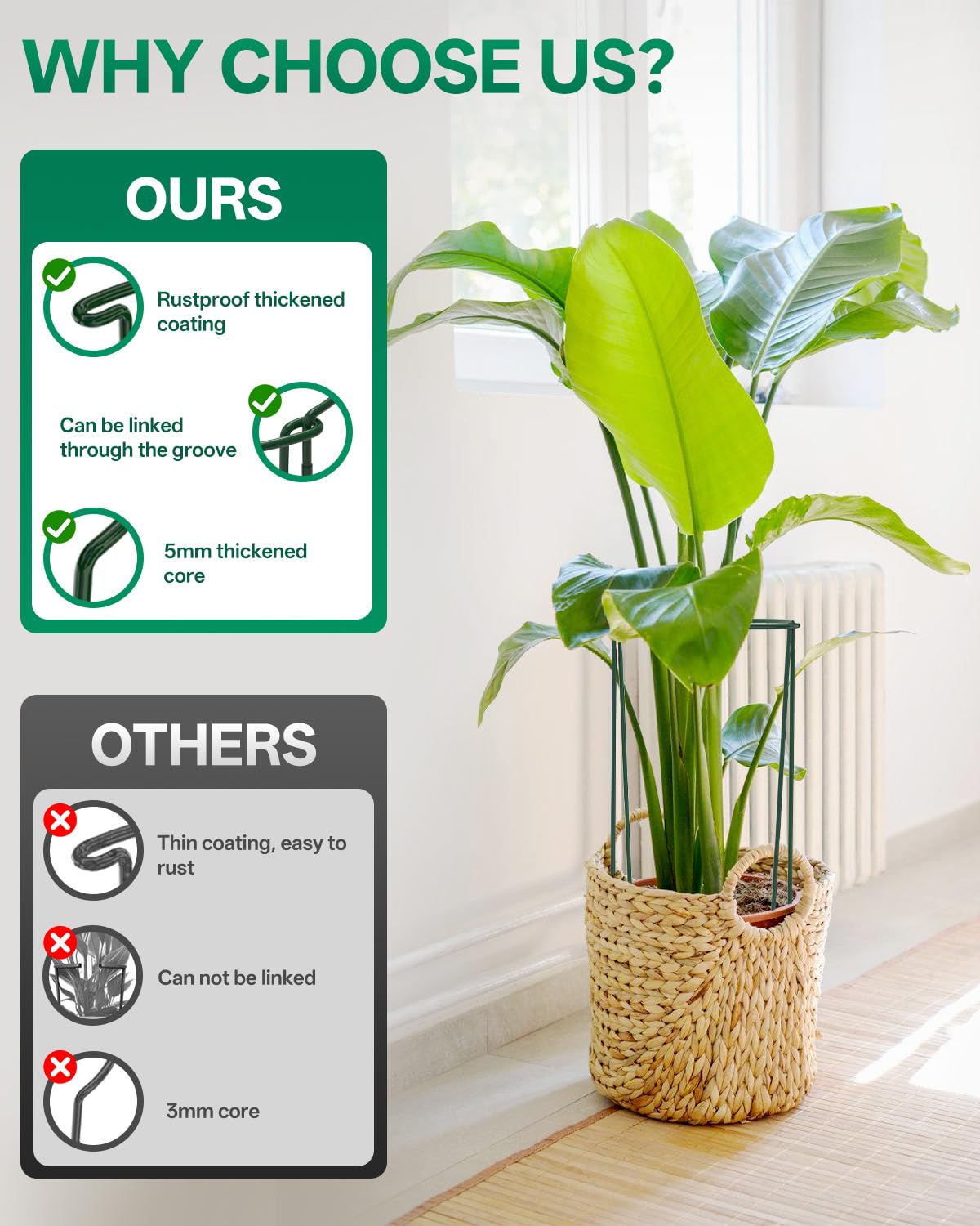 Breeze Touch single stake pressed into pot offering quick easy plant support