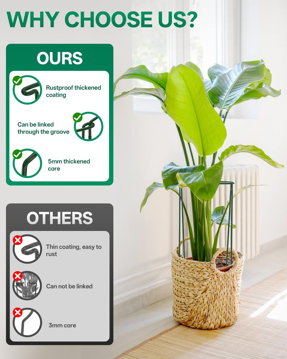Breeze Touch single stake pressed into pot offering quick easy plant support