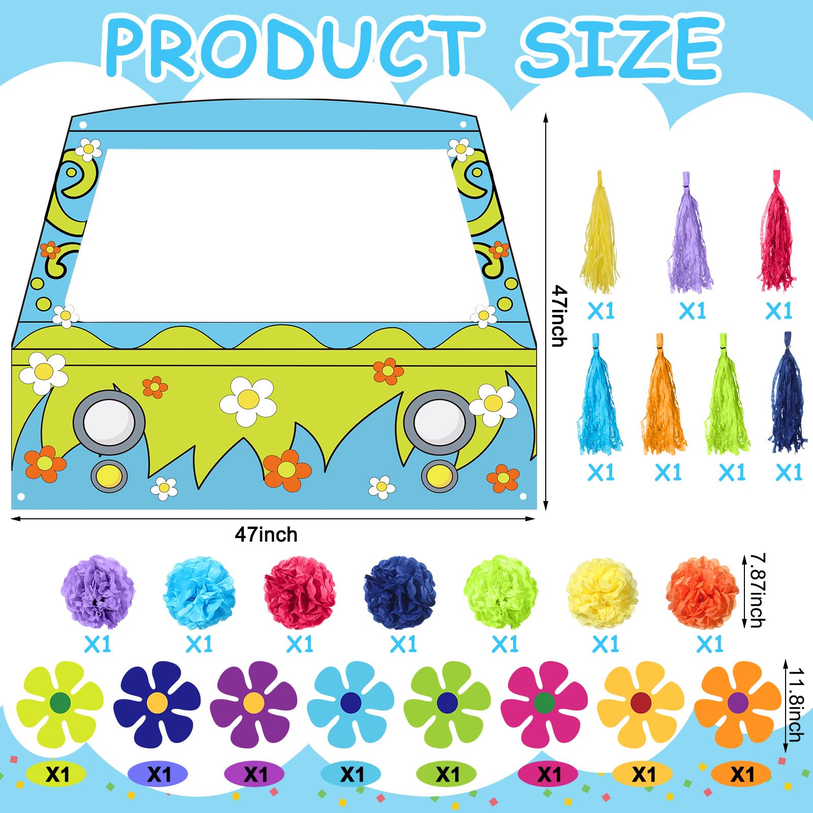 Breling colorful hippie flower cutouts closeup for bold photo-ready decorations