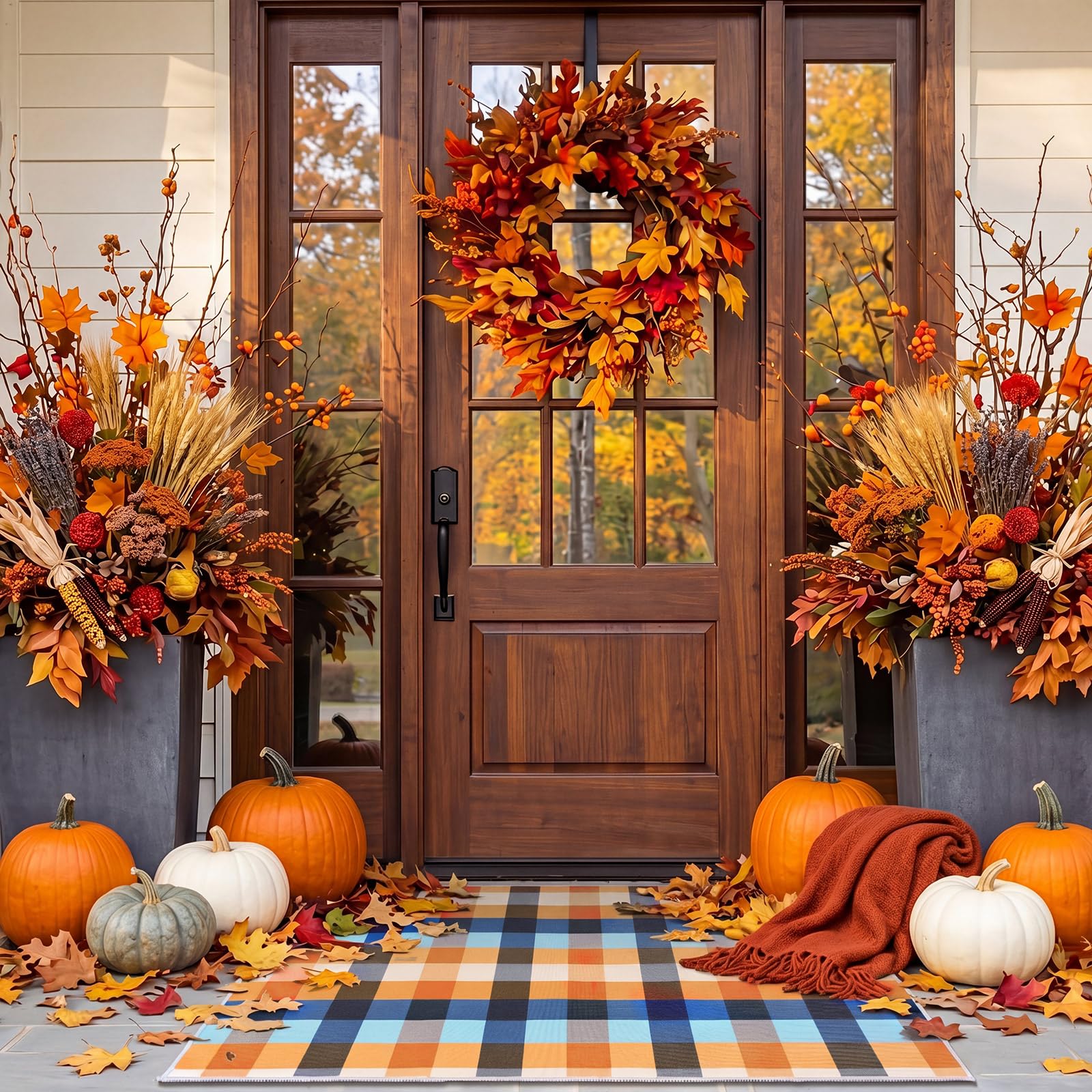 Breling styled with pumpkins and lanterns for festive fall atmosphere