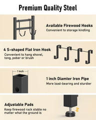 Brightown removable hooks holding kindling and tools for organized storage