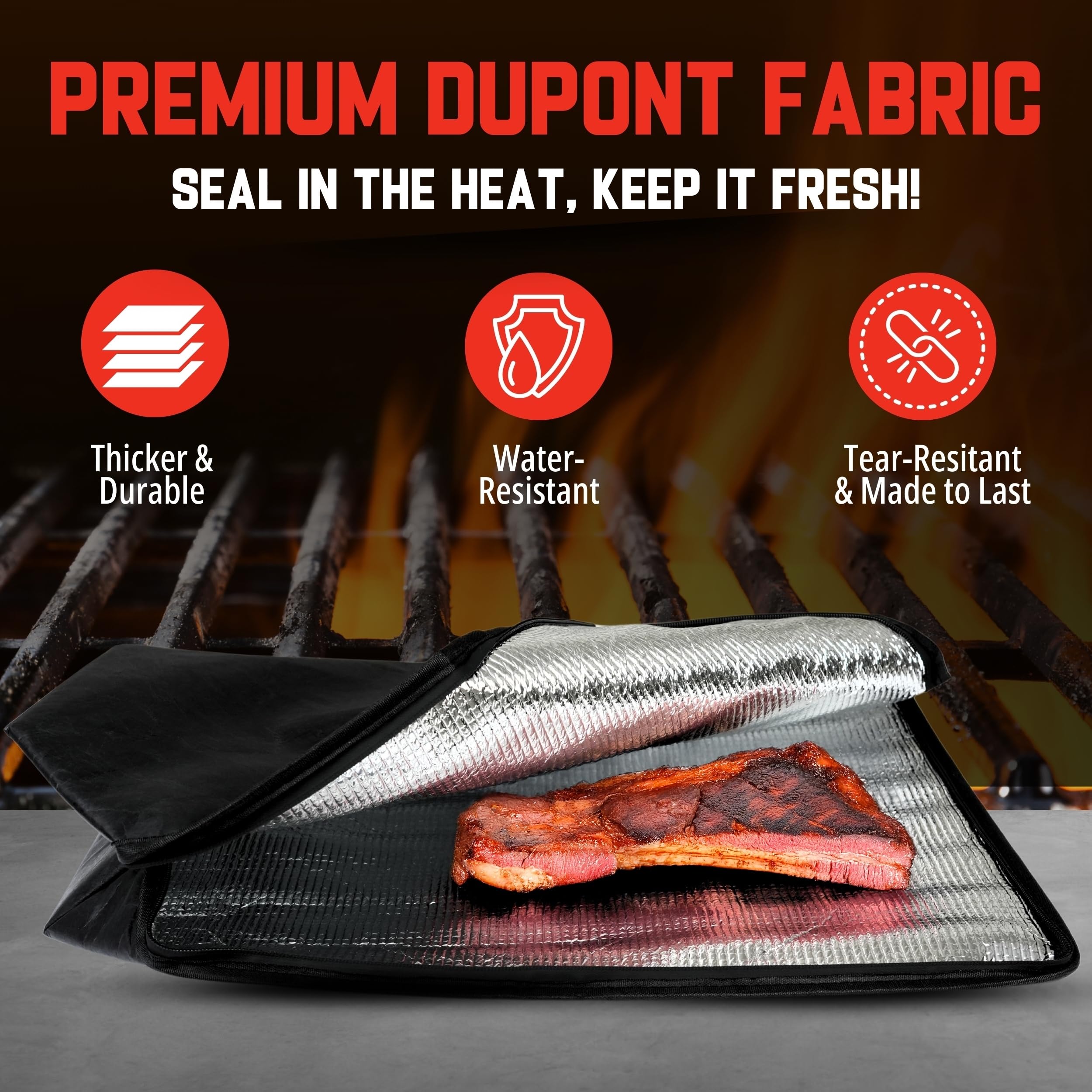Brisket Blanket with smoked brisket inside demonstrating heat retention benefit