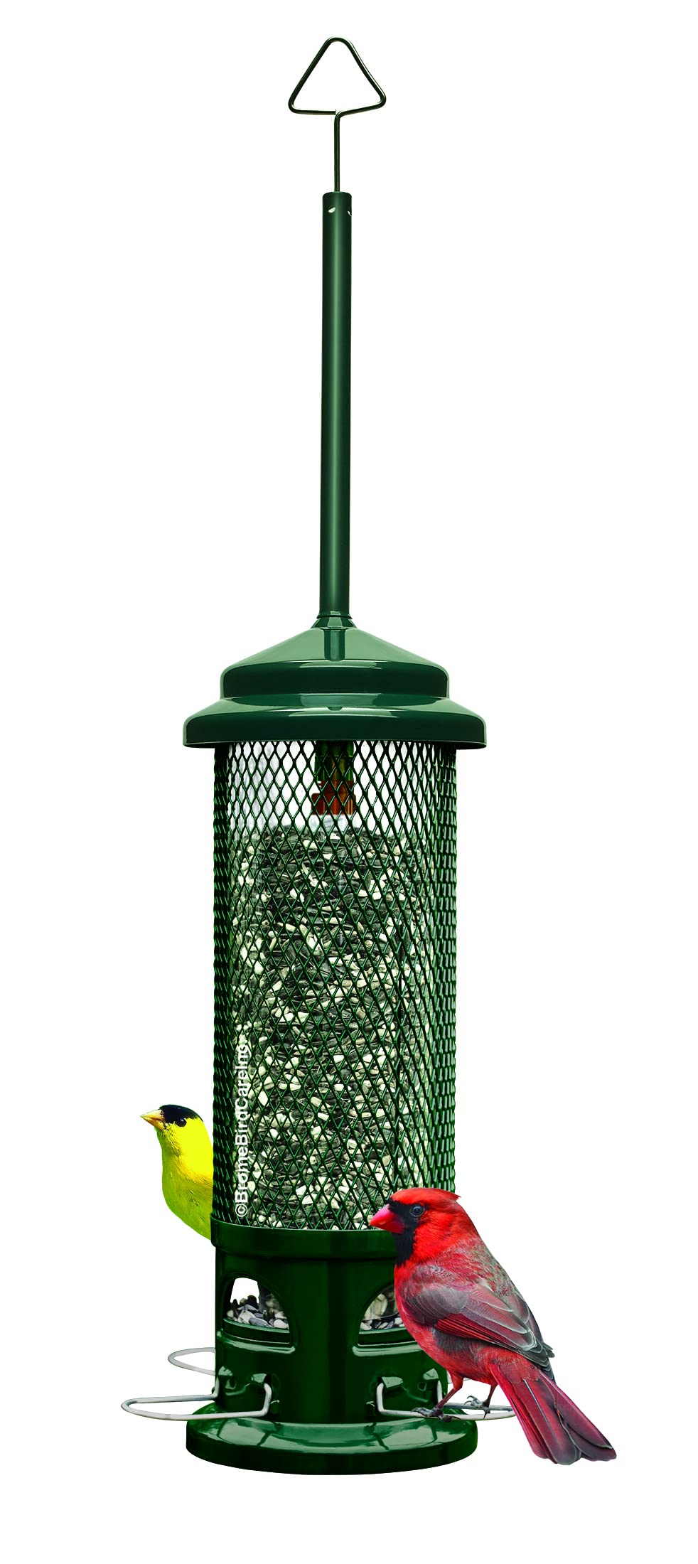 Brome Legacy front view showing feeder and green shroud, protects seed
