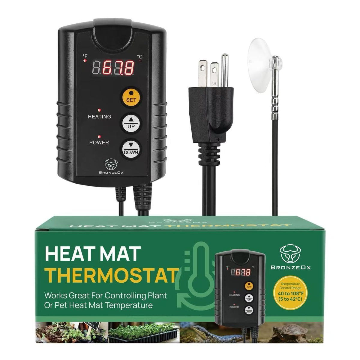 BRONZEOX front view of controller showing controls and safe design benefit