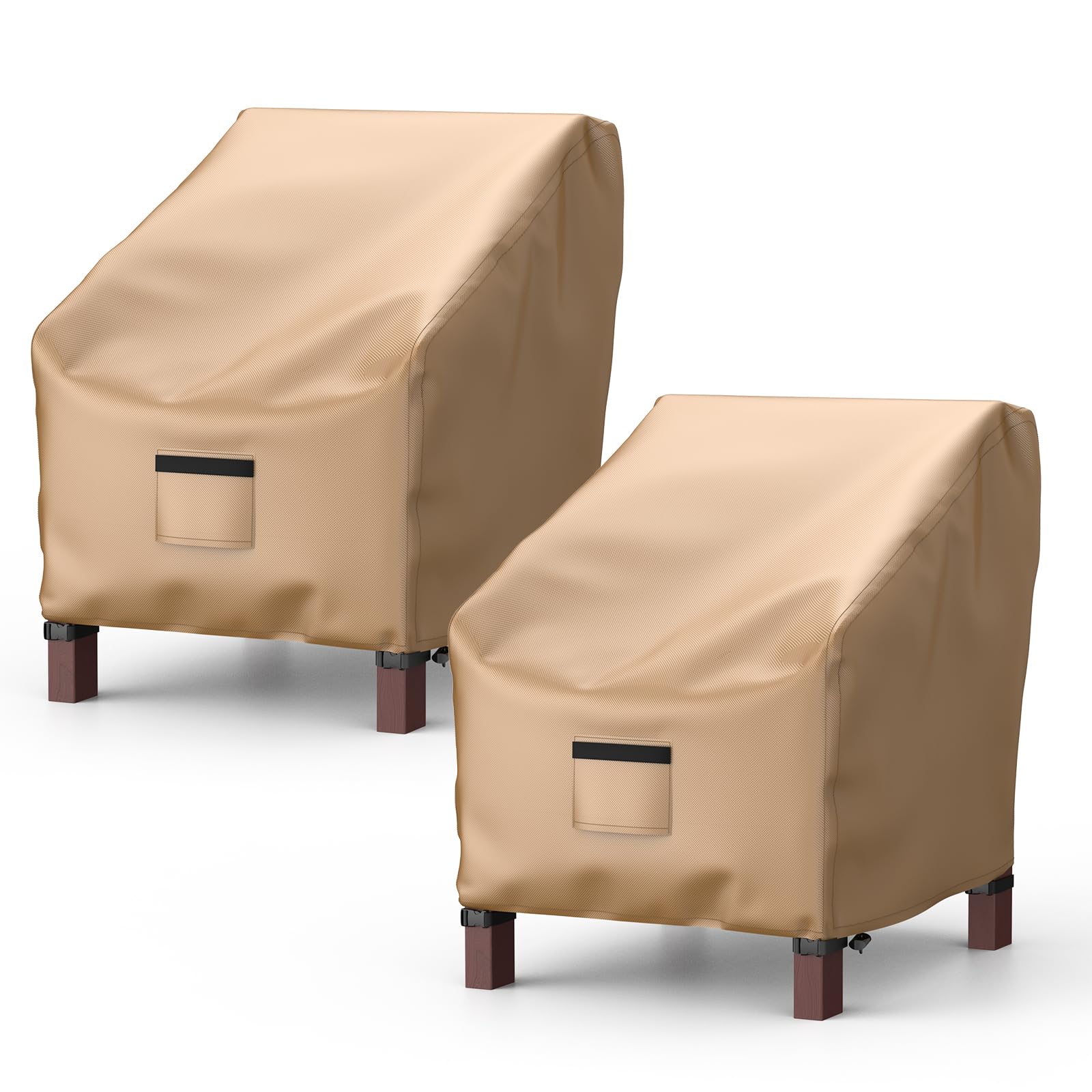 BROSYDA front view brown cover protecting a patio chair, shows full coverage benefit