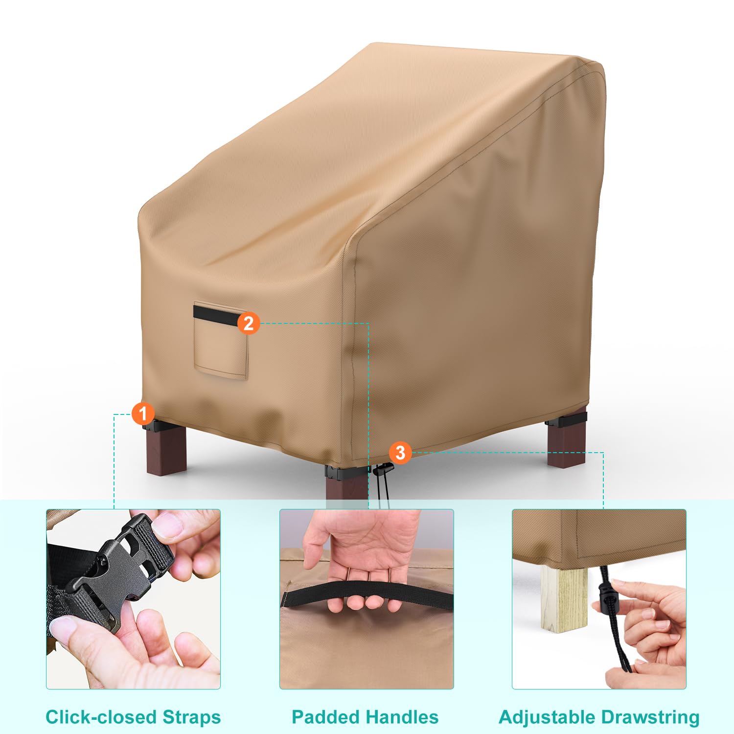 BROSYDA cover beside chair for scale, showing the accurate fit and size