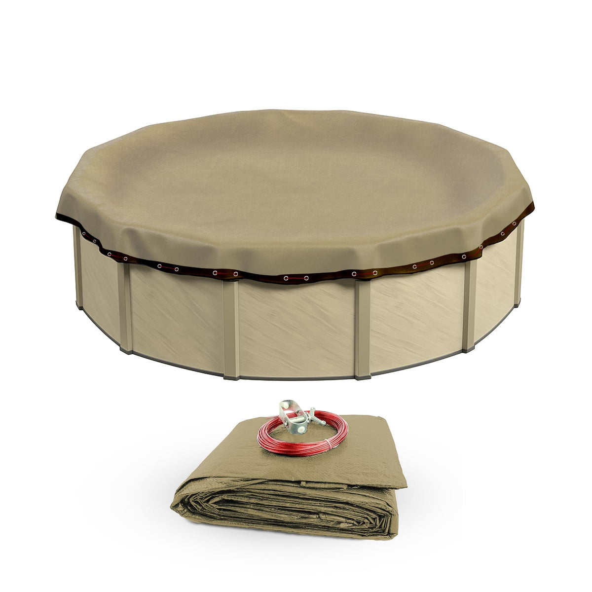 Buffalo Blizzard front packaging showing tan/silver cover protecting pool