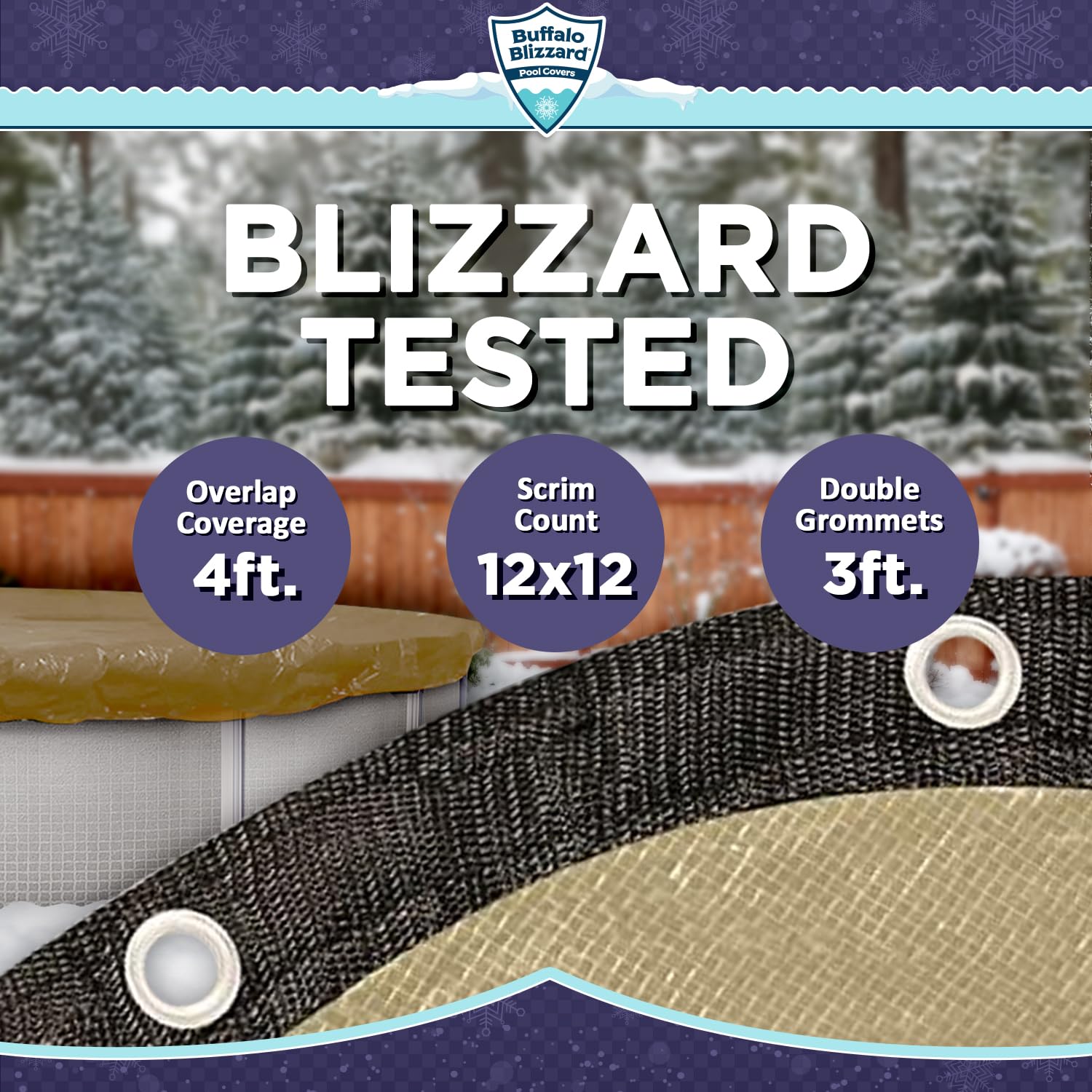 Buffalo Blizzard installed on a 24 ft pool demonstrating full coverage