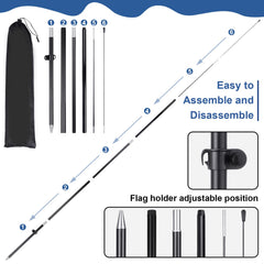 Buryeah pole and stake connection detail showing quick assembly benefit