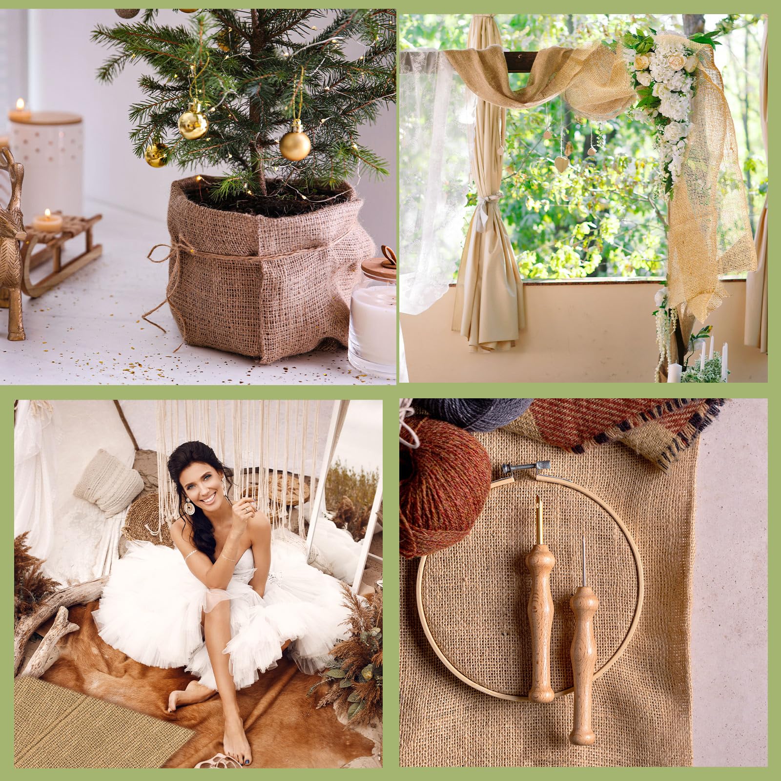 Buryeah used as table runner at wedding showing rustic decorative appeal