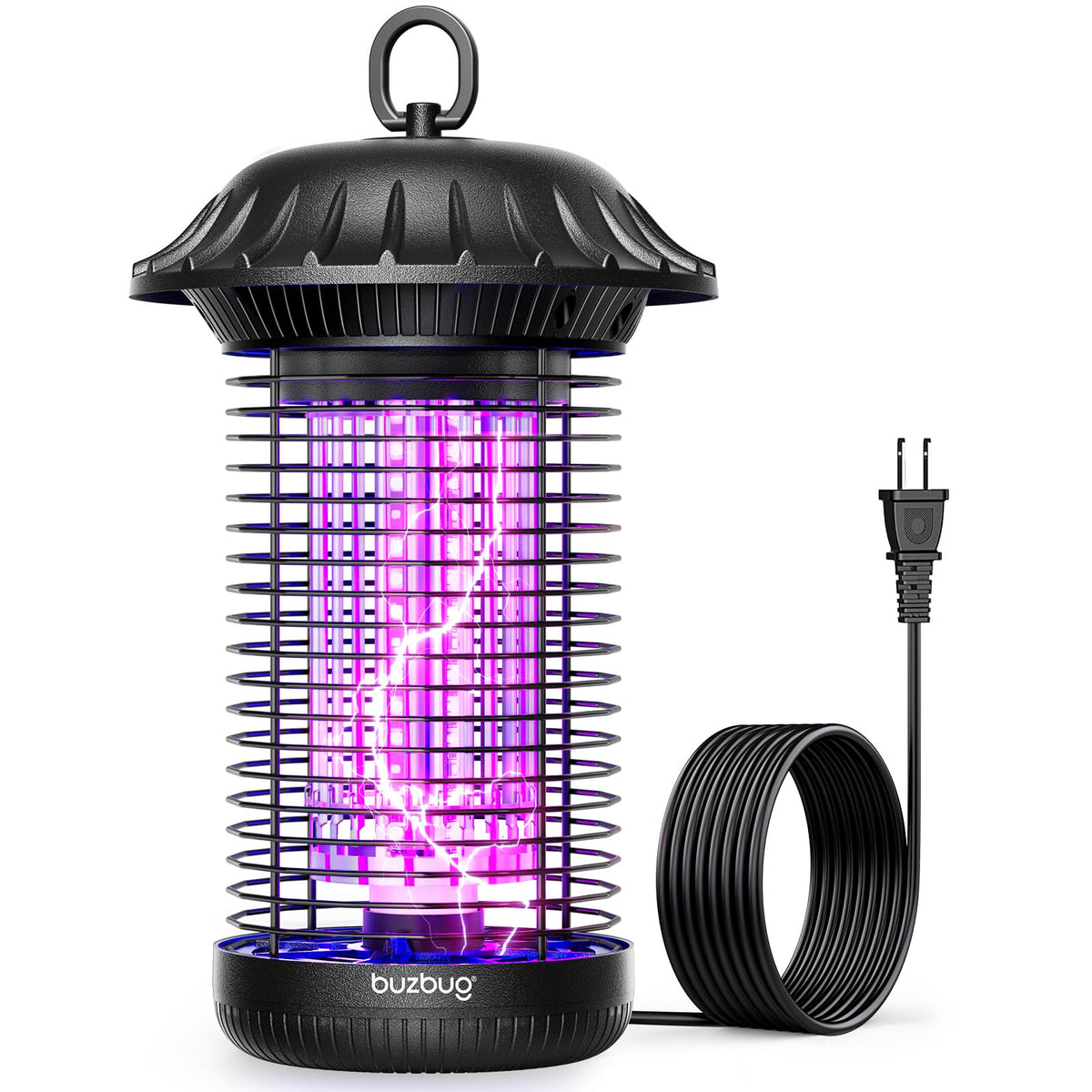 Buzbug front view of unit showing design and LED glow for effective attraction