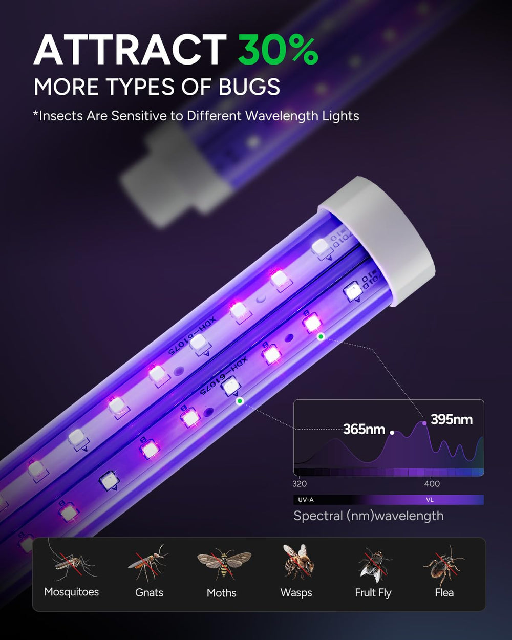 Buzbug protective grid detail preventing contact while letting insects through safely