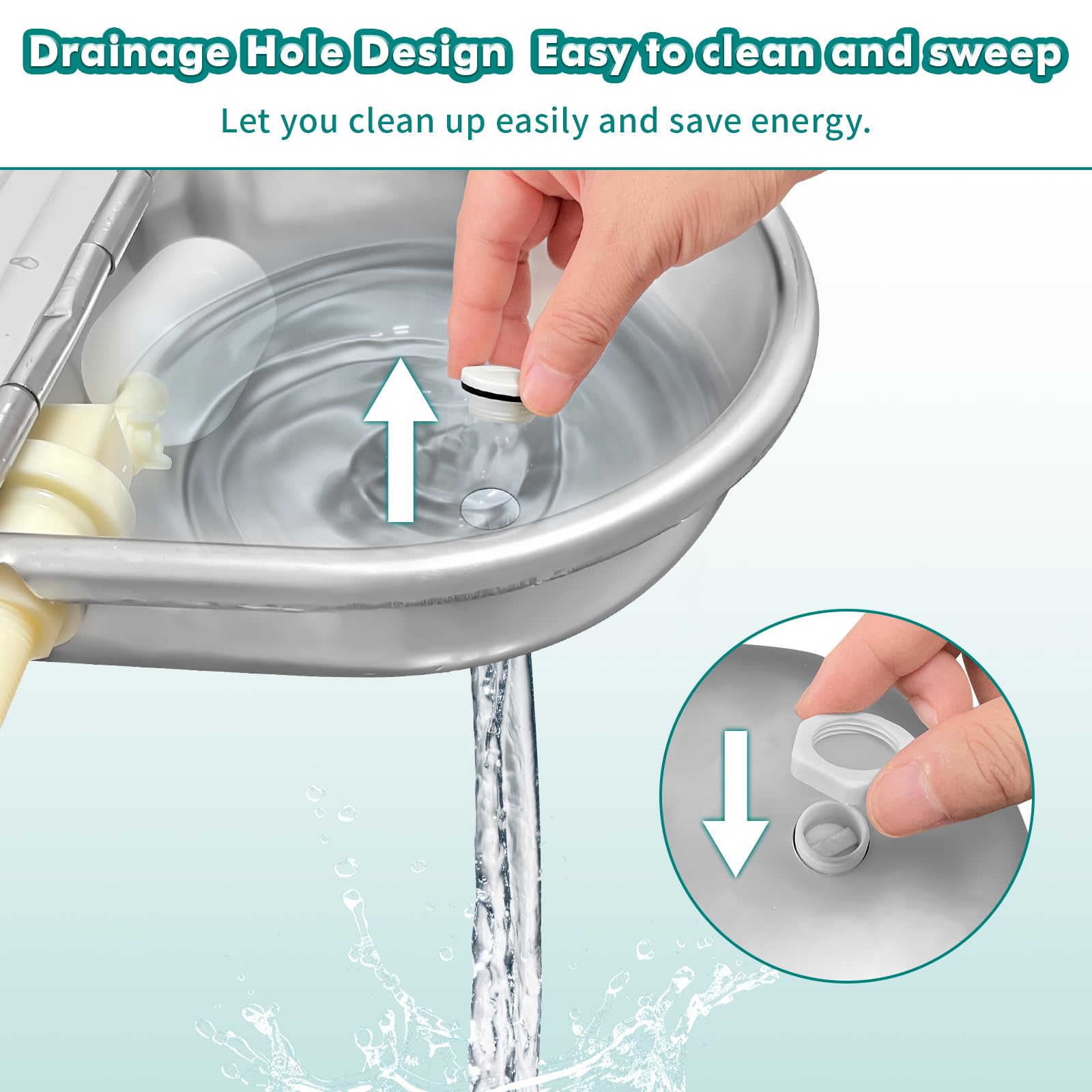 Bwhrmt drain plug bottom detail enabling fast emptying and cleaning