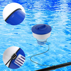 Bylion leash fastened to pool vacuum line demonstrating stable anchor