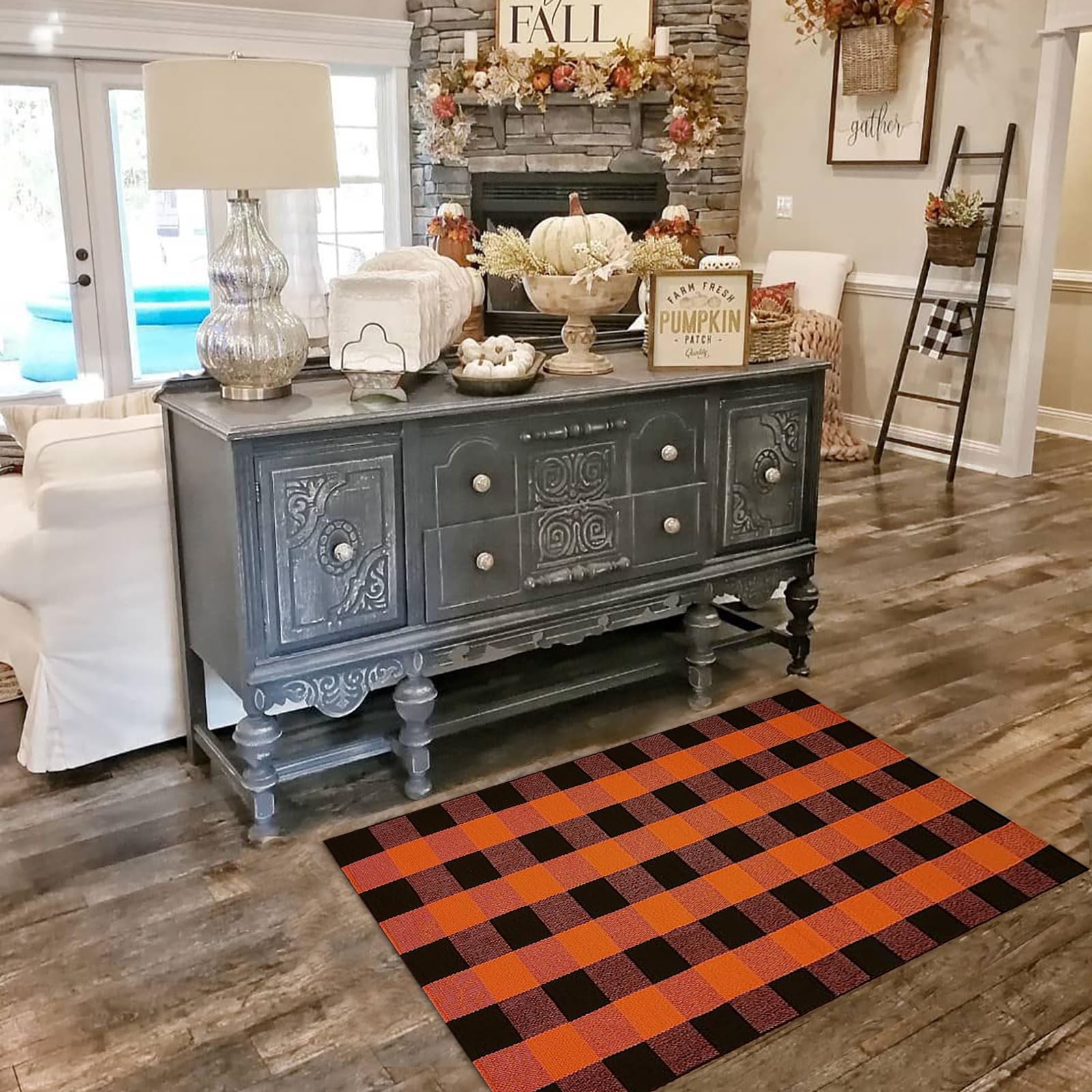 CAINANEL rug in use at front door provides seasonal welcome