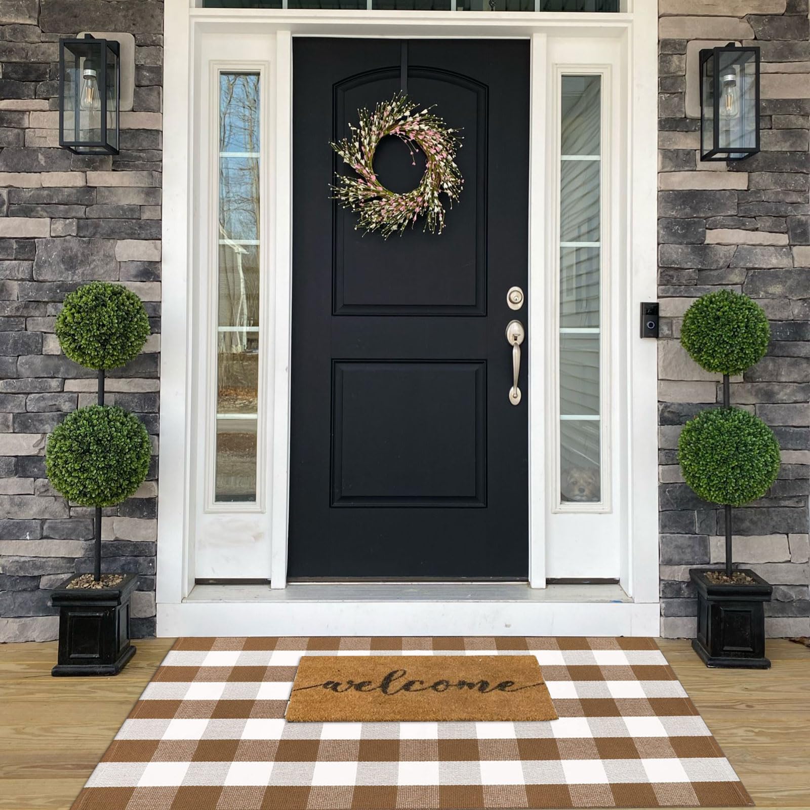 CAINANEL rug on porch with planters showing cozy seasonal styling advantage