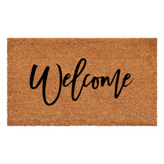 Calloway Mills front view of cursive welcome mat showing whole design and durability