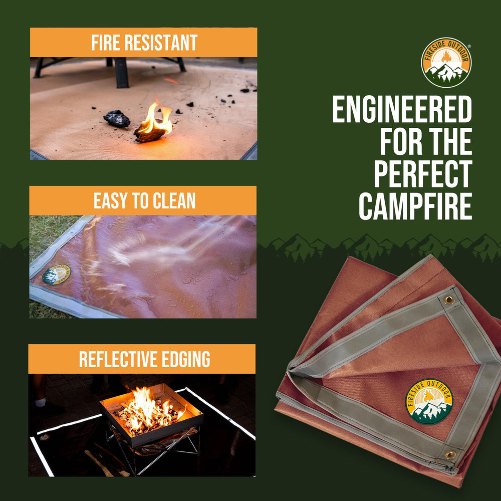 Campfire Defender placed under a grill catching grease and preventing damage