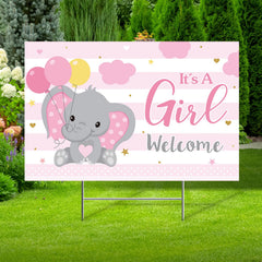 Capoda front sign showing pink elephants and welcome message for visibility