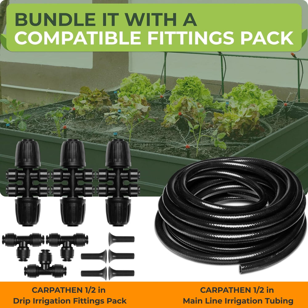 CARPATHEN tubing roll beside ruler showing 50ft length and easy measurement advantage