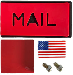 Cartener mailbox flag front view showing bright red visibility and easy recognition