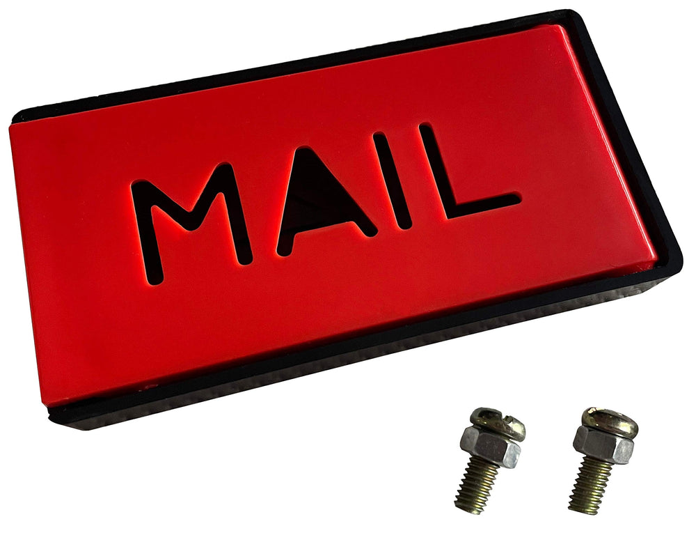 Cartener mailbox flag side profile close-up showing slim durable plastic construction
