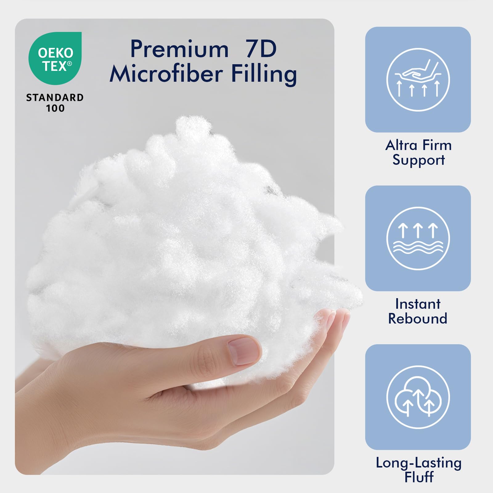 CASAJOY close-up of recycled 7D microfiber filling for lasting loft