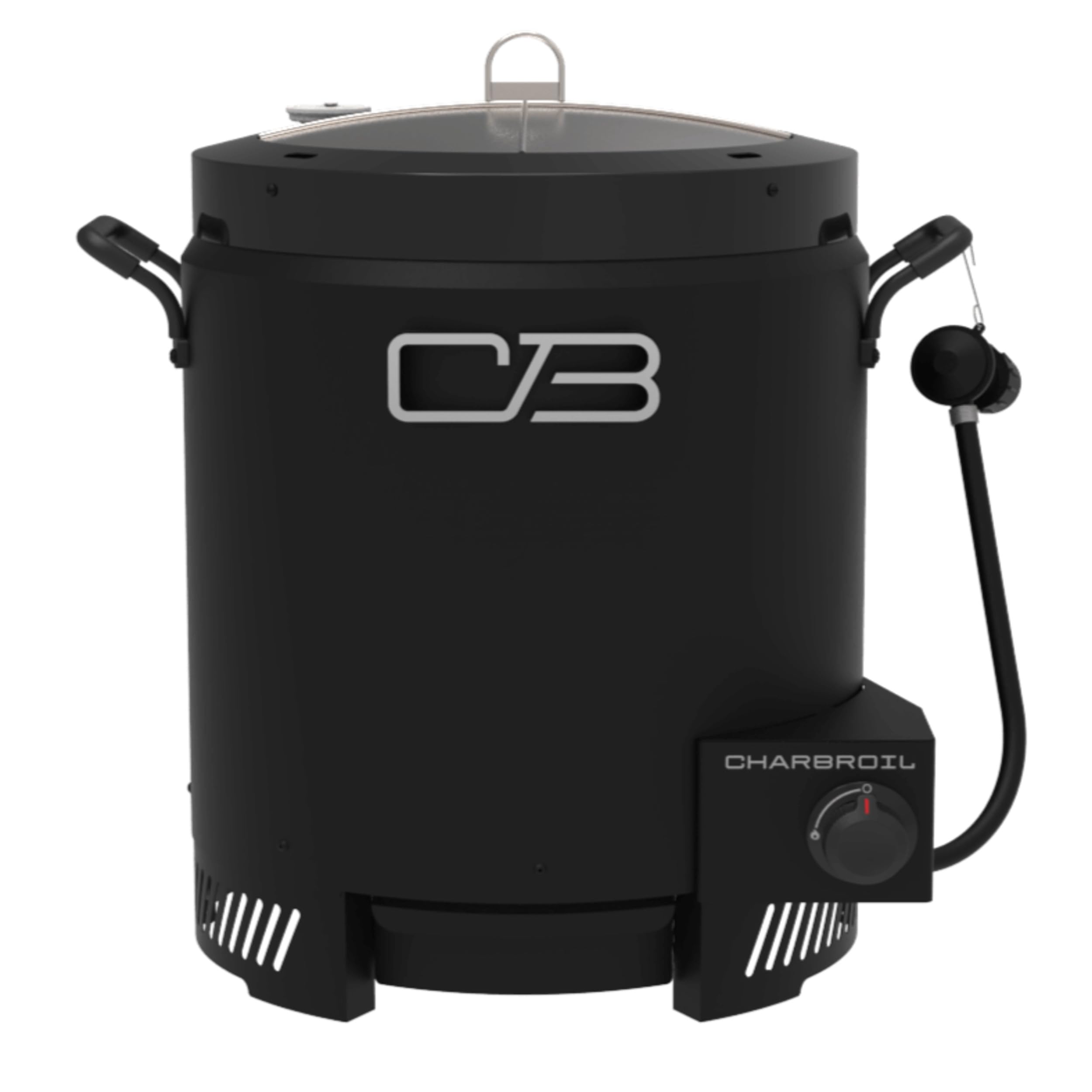Charbroil big easy front view showing compact cooker and benefits
