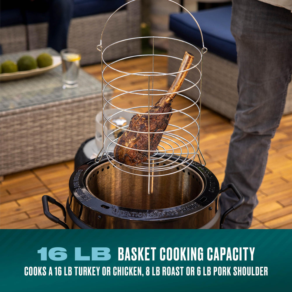 Charbroil big easy grease tray detail showing easy cleanup and drip collection