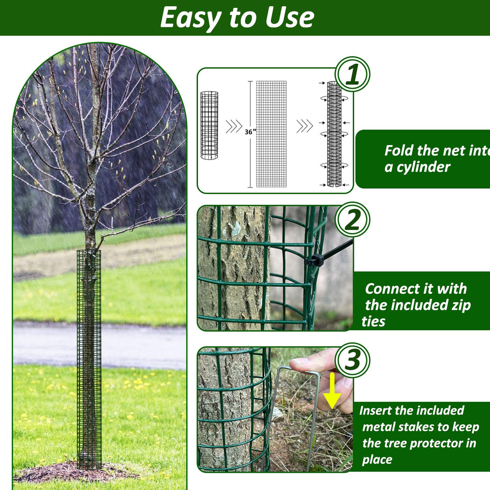 chicarry stacked mesh panels expanded to cover larger trunk diameter