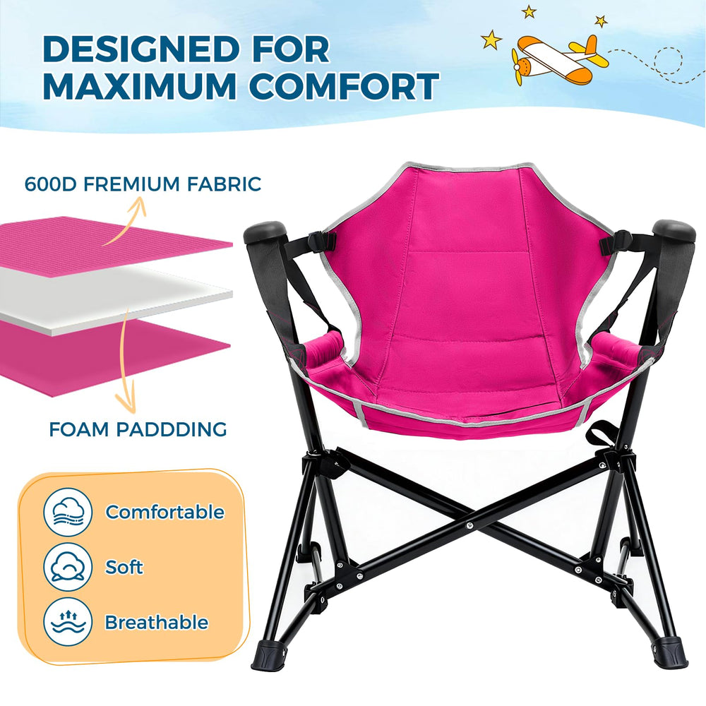 Chloraeon child sitting in chair backyard enjoying relaxed swing and comfort