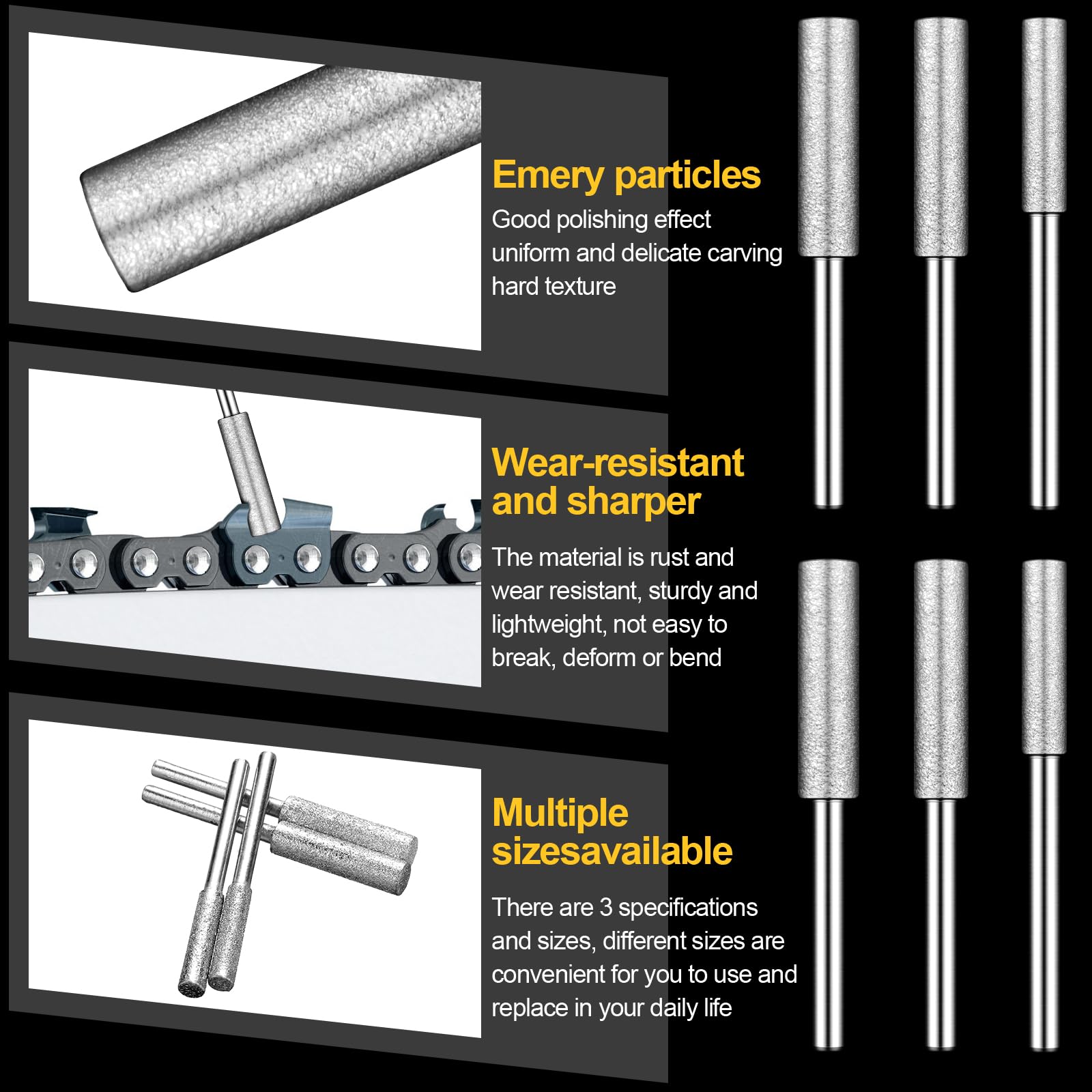 Chumia size comparison of three diameters to match different sharpener wheels