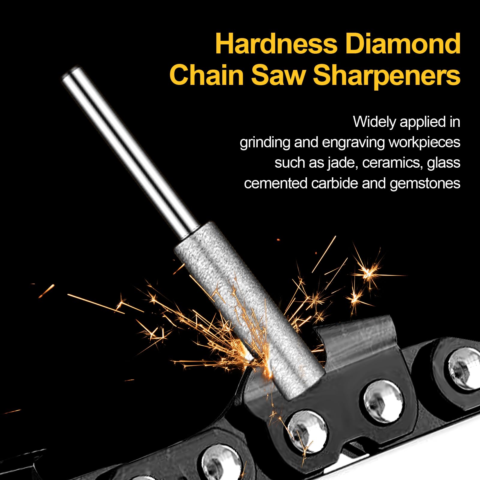 Chumia sharpening action on chain tooth showing restored cutting edge efficiency