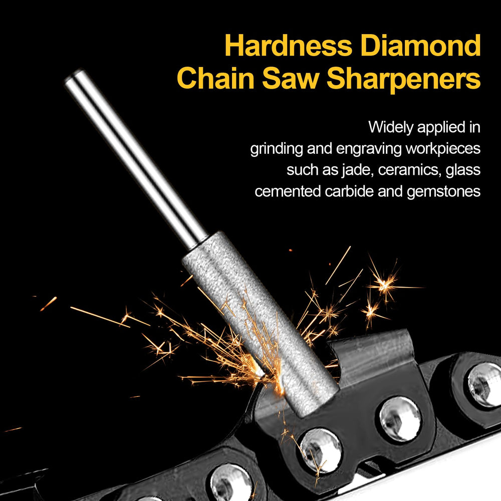Chumia sharpening action on chain tooth showing restored cutting edge efficiency