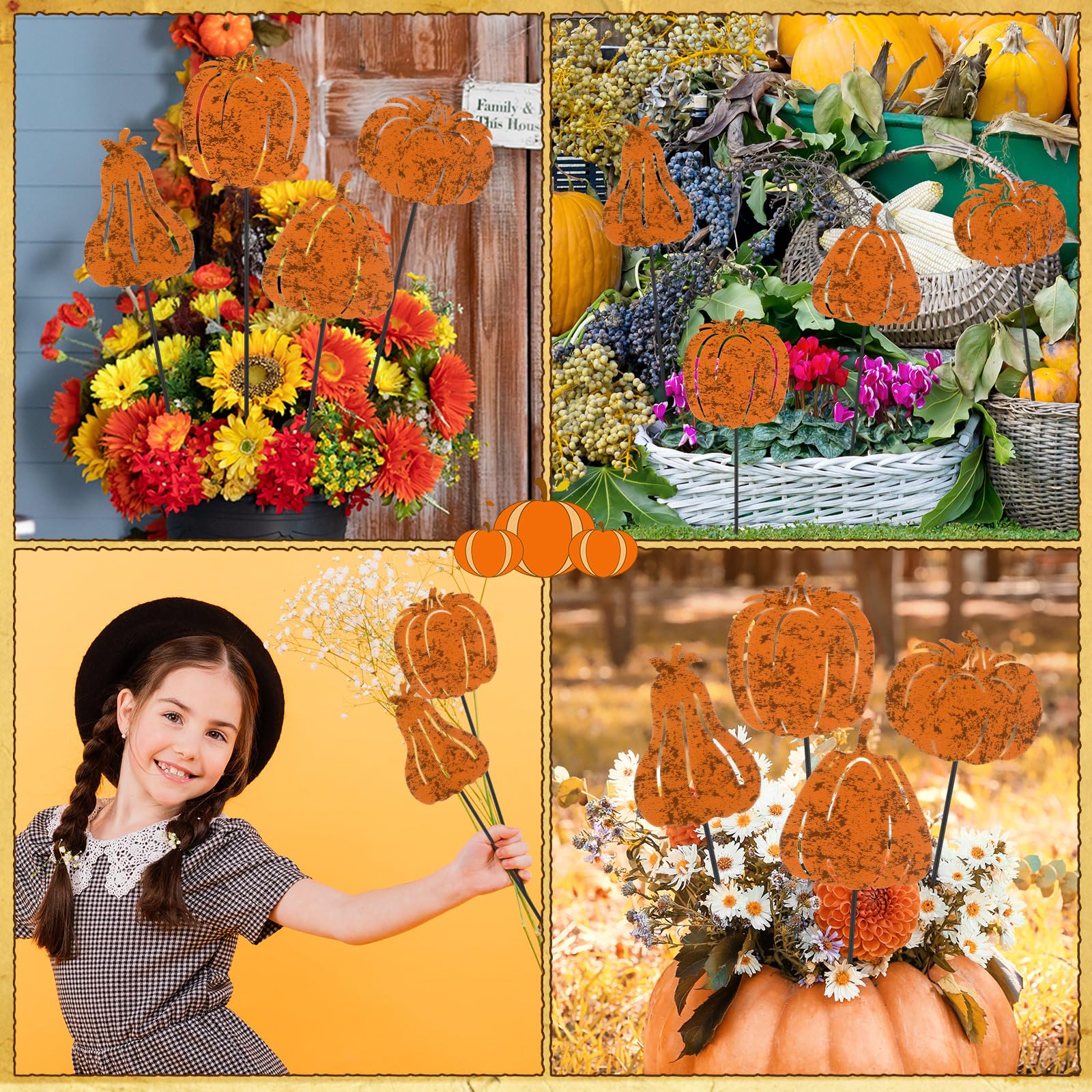 Chunful boxed set of four stakes ready to gift with ready-to-use fall decoration