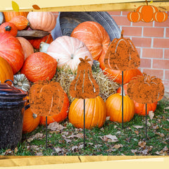 Chunful stakes lining a garden bed illustrating cohesive autumn styling and walkway accent