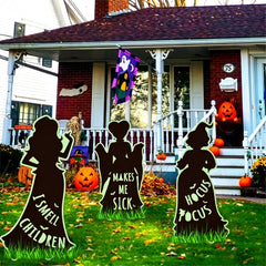 CIWEKA glowing ring at night on Hocus Pocus yard sign improving nighttime visibility