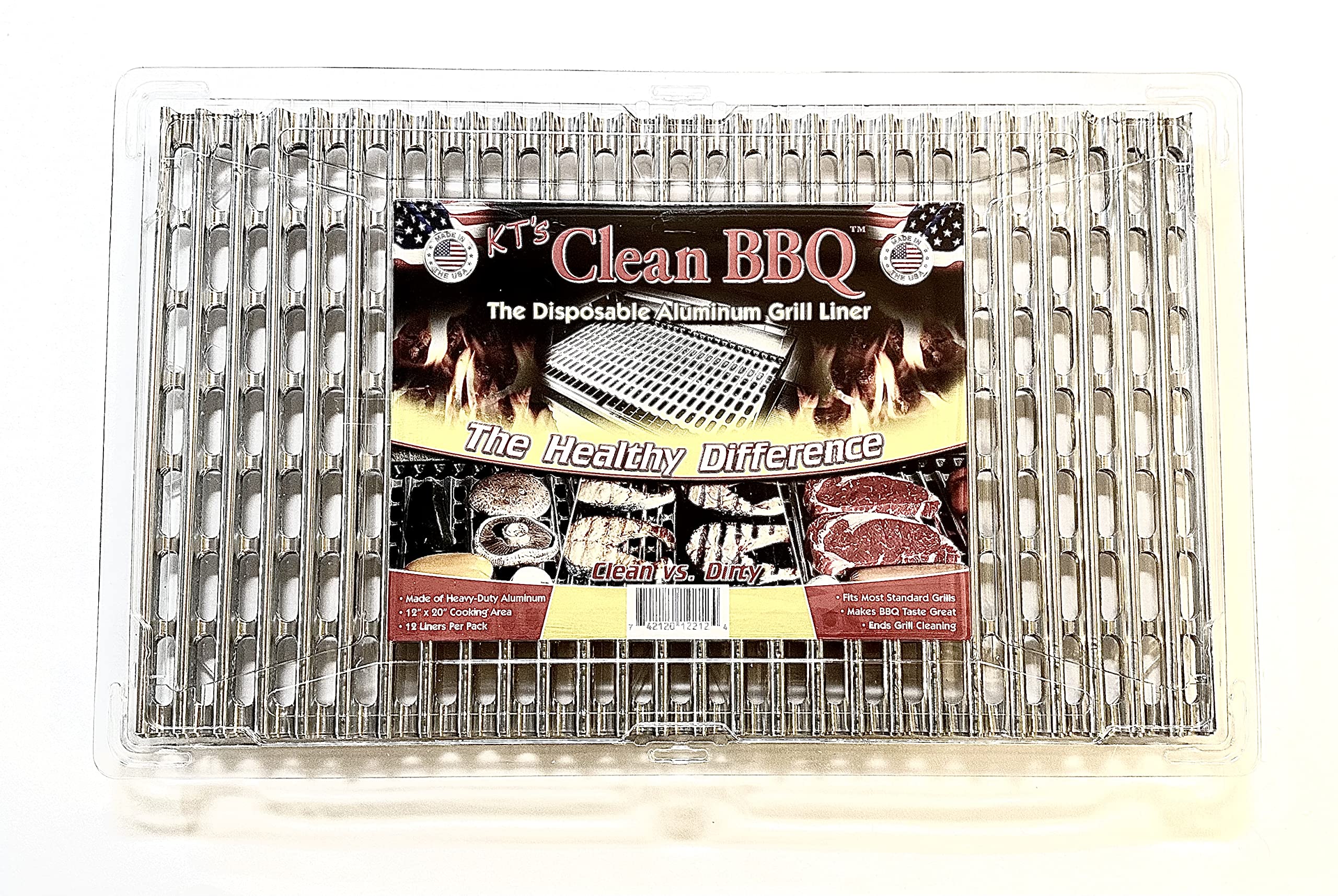 Clean BBQ grill liner top view protects grill and speeds cleanup