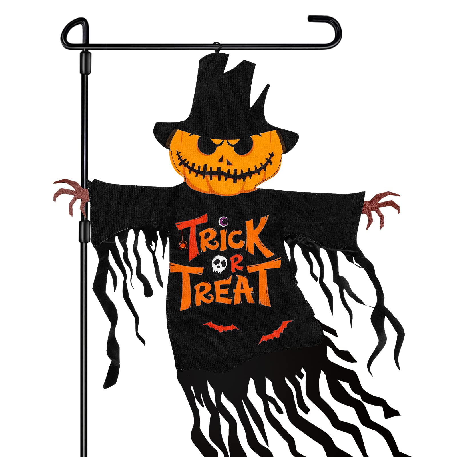 COCHIE front view of pumpkin ghost flag showing bold contrast and curb appeal