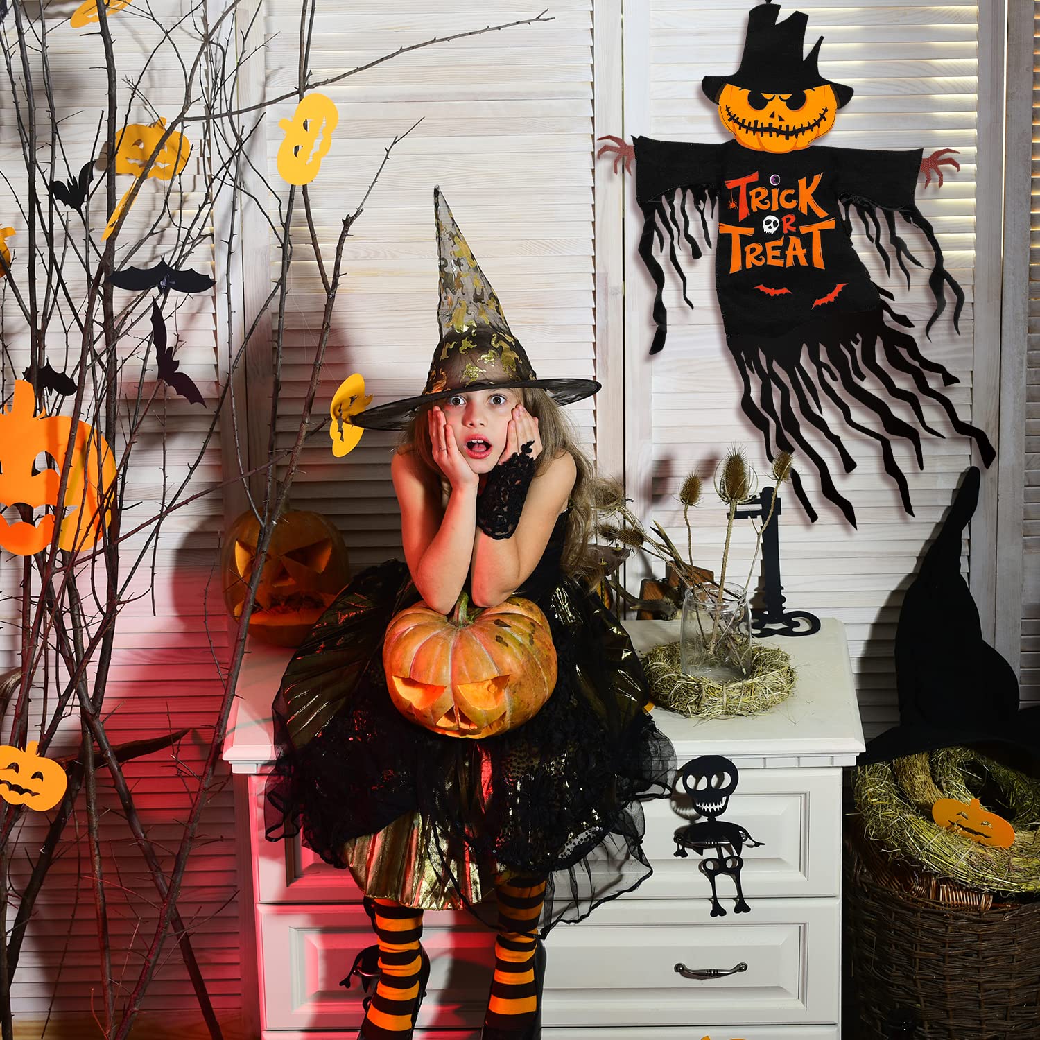 COCHIE flag displayed in yard adding festive Halloween atmosphere to garden