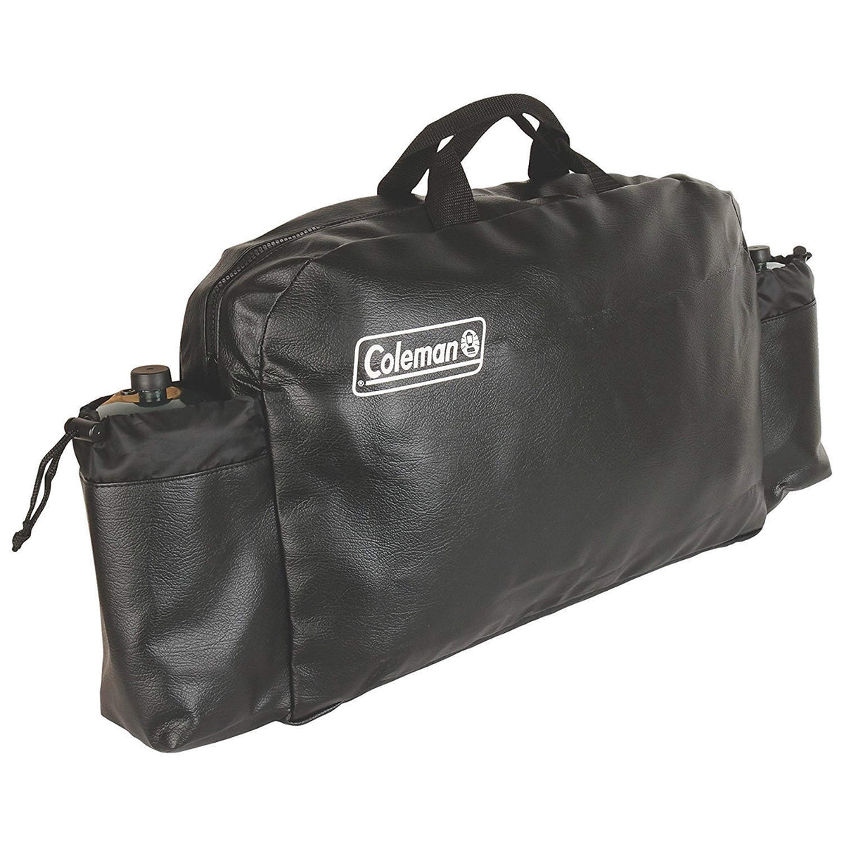 Coleman front view of carry case protecting stove, keeps gear secure