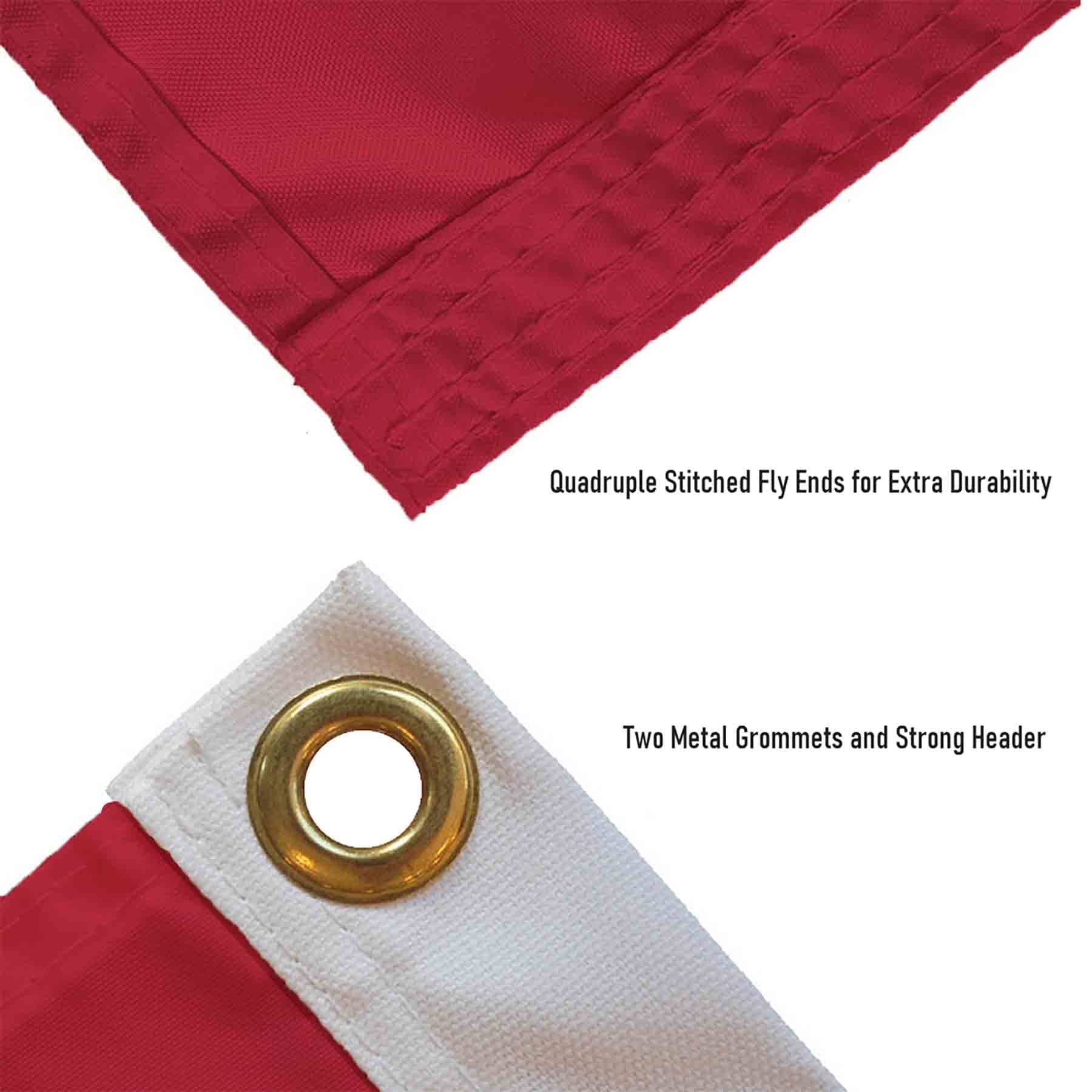 College Flags & Banners Co. reverse-side image demonstrating readable back view