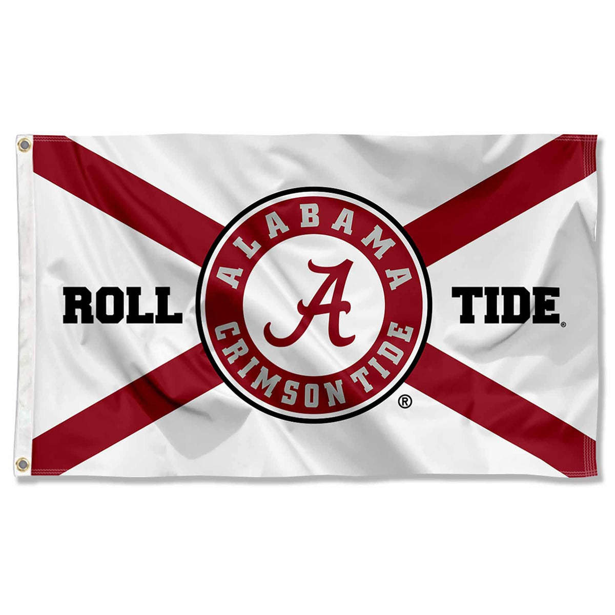 College Flags & Banners Co. front view showing bold Alabama logo and benefit visibility