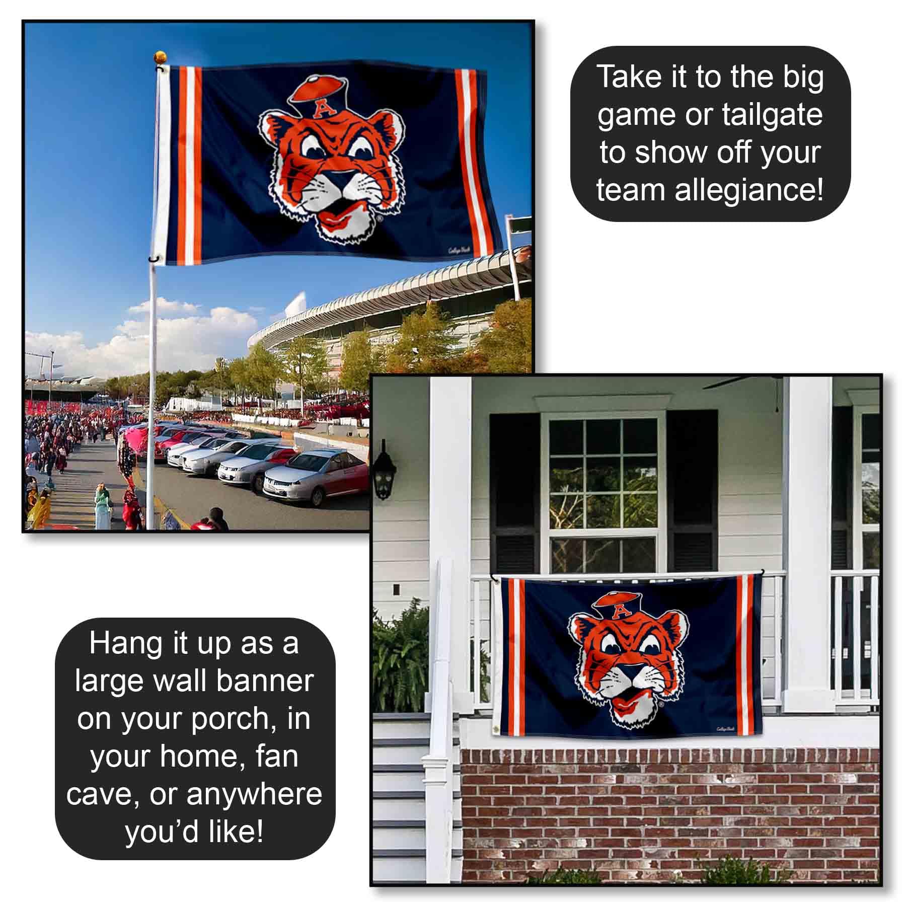 College Flags & Banners Co. reverse image on back for two-sided visibility at a glance