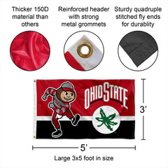 College Flags & Banners Co. close-up of quadruple stitching highlighting strong, long-lasting seams
