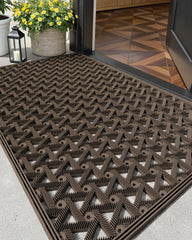 Color&Geometry front packaging showing brown 24x36 welcome mat protecting doorway