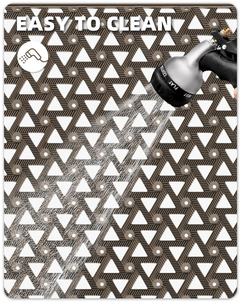 Color&Geometry mat placed on a patio near pool offering water resistance and traction
