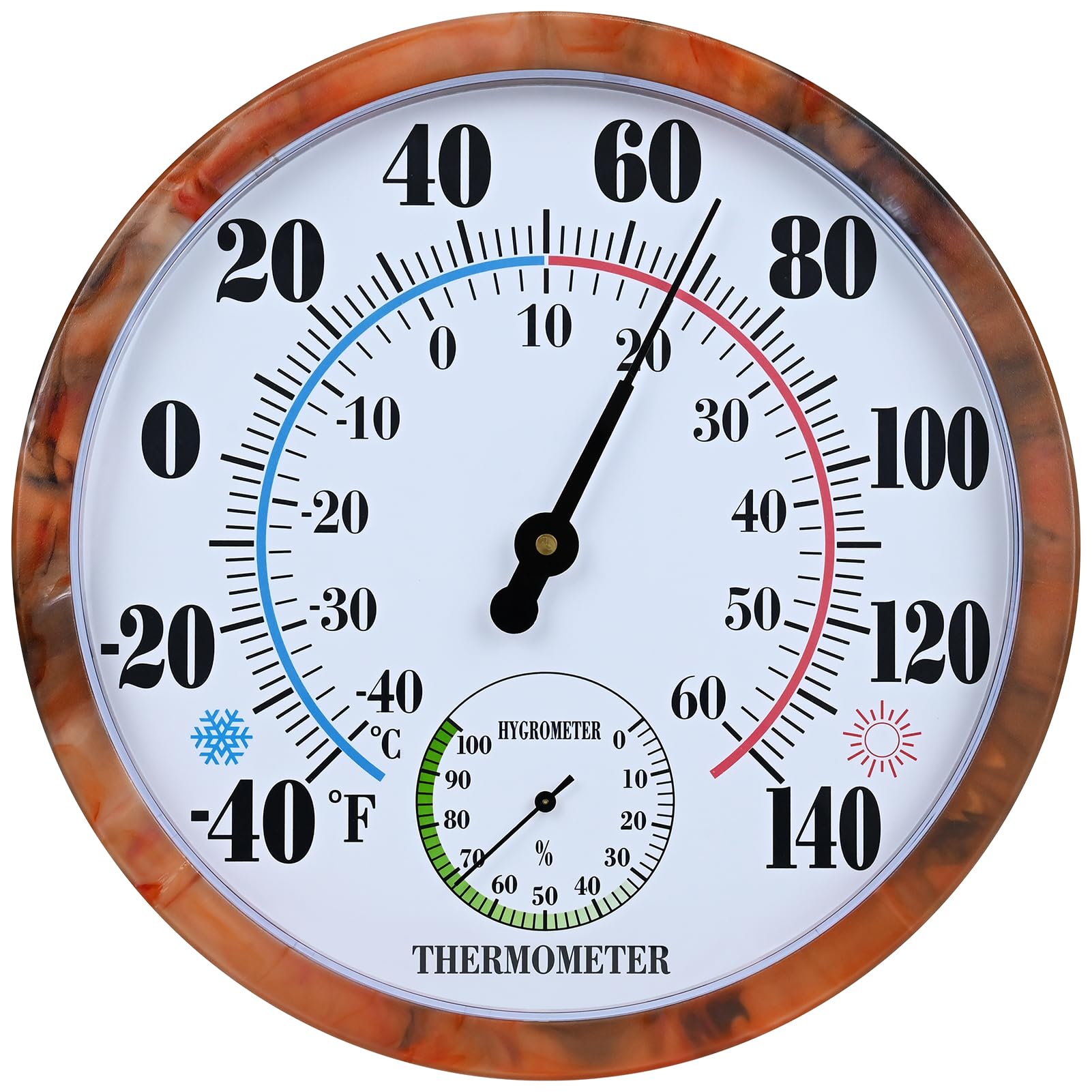 conglow front view large dial showing clear temperature and humidity for easy reading