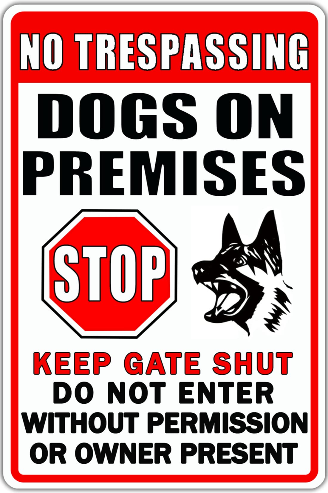 CONHUIDF front view of warning sign showing clear readable text and playful design benefit: visibility